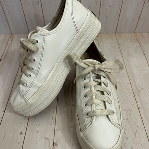 Keds Women's Triple-Up-Leather Sneakers Chunky Platform Low-Top White